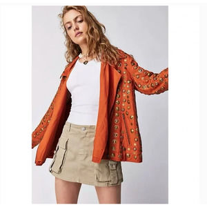 Free People Chelsea Coin Moto Jacket Coat Medium NEW